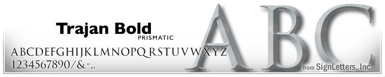 12" Cast Aluminum Sign Letters - Satin Finish - Trajan Bold Prismatic