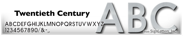 12" Cast Aluminum Sign Letters - Clear Anodized - Twentieth Century