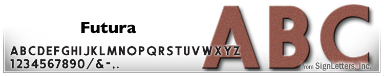 12" Cast Aluminum Sign Letters - Rust Powdercoat - Futura