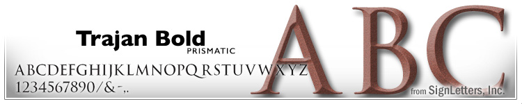  4" Cast Aluminum Sign Letters - Rust Powdercoat - Trajan Bold Prismatic