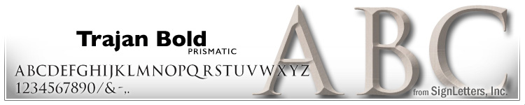 12" Cast Aluminum Letters - Champagne Anodized - Trajan Bold Prismatic