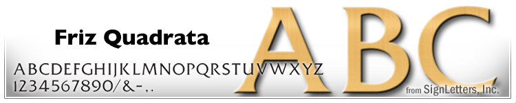 12" Cast Aluminum Sign Letters - Gold Anodized - Friz Quadrata
