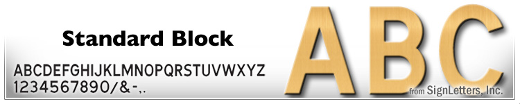 4" Cast Aluminum Sign Letters - Gold Anodized - Standard Block