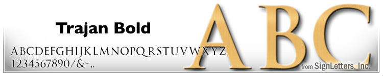 12" Cast Aluminum Sign Letters - Gold Anodized - Trajan Bold
