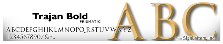 10" Cast Aluminum Sign Letters - Gold Anodized - Trajan Bold Prismatic