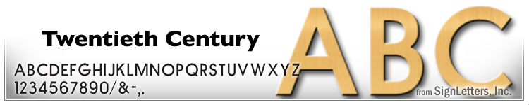  6" Cast Aluminum Sign Letters - Gold Anodized - Twentieth Century