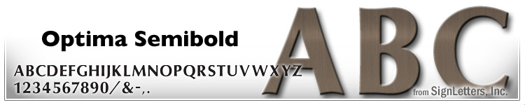  4" Cast Aluminum Sign Letters - Med. Bronze Anodized - Optima Semi Bold