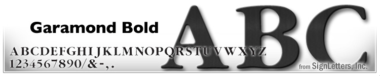  4" Cast Aluminum Sign Letters - Black Anodized - Garamond Bold