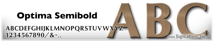 4" Cast Bronze Sign Letters - Oxidized - Optima Semi Bold