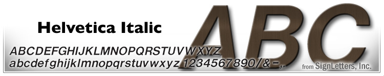 18" Cast Bronze Sign Letters - Dark Oxidized - Helvetica Italic