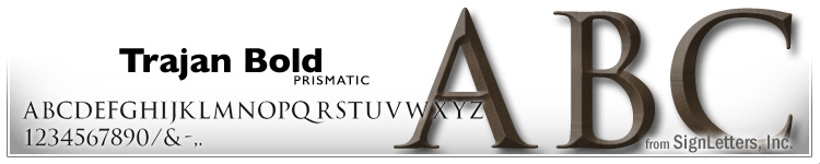 12" Cast Bronze Sign Letters - Dark Oxidized - Trajan Bold Prismatic
