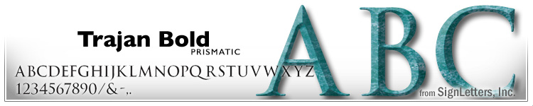 12" Cast Bronze Sign Letters - Turquoise Patina - Trajan Bold Prismatic